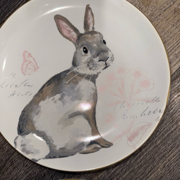 Pier 1 Bunny Salad Plates - White and Gray-set of 4 - Picture 6 of 8
